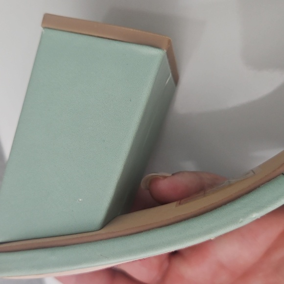 London Rebel Square Toe Block Heeled Mules in Sage Size 38 - Picture 4 of 4